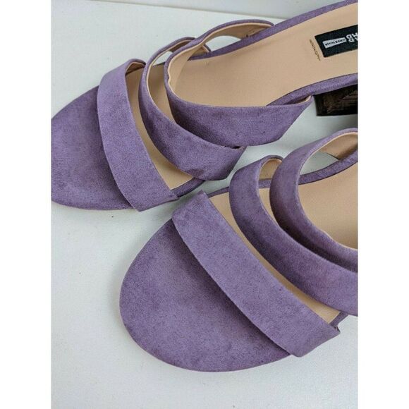 Purple strappy slip on sandals block heel low heel Design lab size 7.5 - Picture 4 of 8